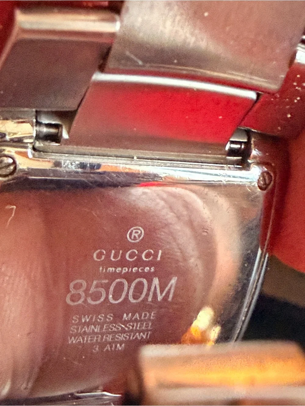 Gucci Stainless Steel Watch with Red Accents